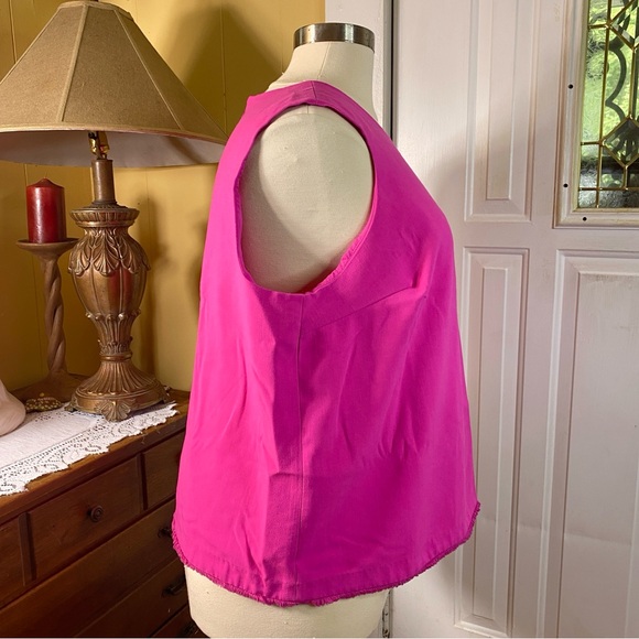 VICTORIA BECKHAM FOR TARGET Size 3X Hot Pink Lined Shell Tank Top Fringe Trim - Picture 3 of 7